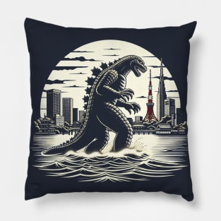 Vintage Godzilla Awakens: The Ultimate Sci-Fi Gift Pillow