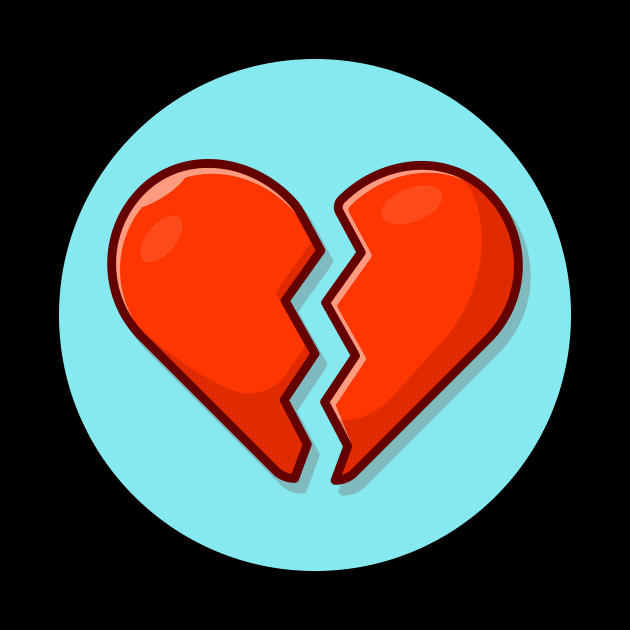 Broken Heart Cartoon Vector Icon Illustration (2) by Catalyst Labs