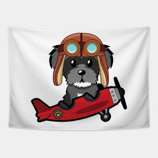 Cute schnauzer is in a vintage plane Tapestry