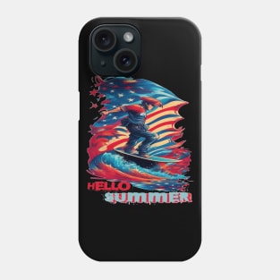 Hello Summer Funny Surfer Riding Surf Surfing Lover Gifts Phone Case