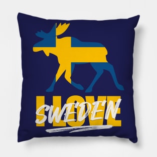 Sweden I love Moose Elk Pillow