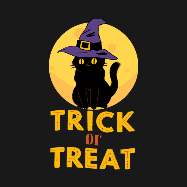 Trick or Treat Cat in Hat by MGuyerArt