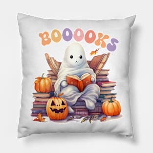 Funny Halloween Cute Ghost Book Reading School Teacher Pillow