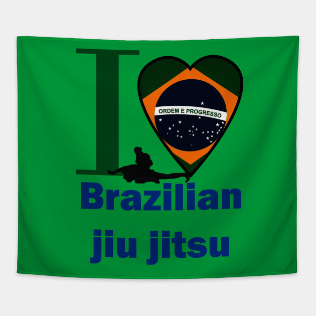 I Love Brazilian Jiu Jitsu With Brazil Flag Heart Shape I Love