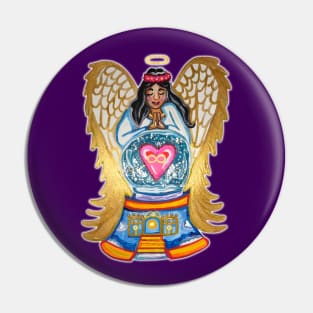 Heavenly Eternal Love Infinity Angel Snowglobe Pin