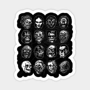 Monster Masks – Vintage Halloween Horror (B&W Variant) Magnet