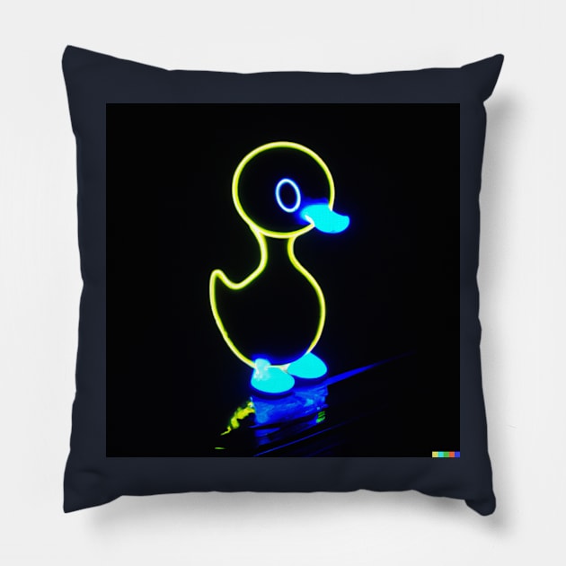 Neon Baby Duck Pillow by samuellucassmith