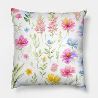 Colorful Wildflowers Pattern Pillow