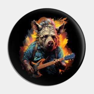 Warthog Playing Guitar Pin