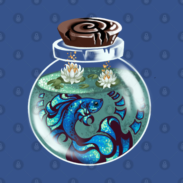 Blue Beta Fish in a Potion Bottle by Artsy Rew