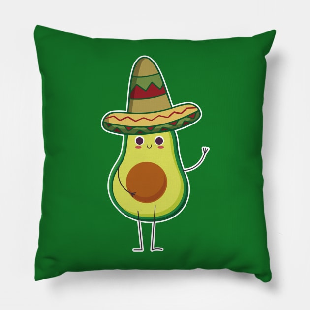 Avocado Mexican With Sombrero Mexicano Cute Gift T-shirt Pillow by geekandgamerstore