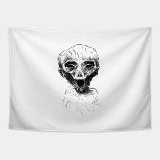 Screaming Child, Ink Illustration creepy mummy Tapestry