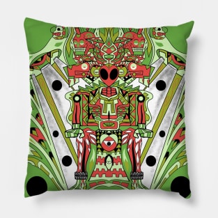 green alien mictlan gate keeper ecopop Pillow