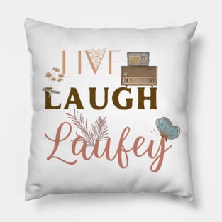 Live Laugh Laufey Retro and Vintage Pillow