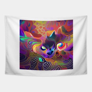 Psychedelic Cat Tapestry