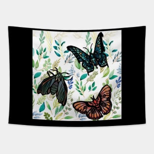Two Butterflies and A Moth Tapestry