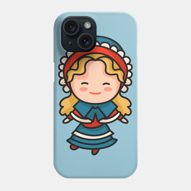 Cute British Victorian Era Girl in Traditional Clothing Cartoon Phone Case by SLAG_Creative