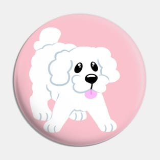 Simple White Poodle - Pink Pin