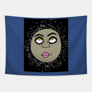 Luminous Moon Half Moon Face Tapestry