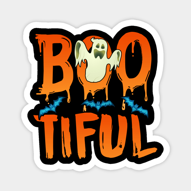 Cute Boo-tiful Ghost Bootiful Funny Beautiful Pun Magnet by theperfectpresents