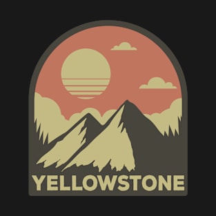 yellowstone retro sunset mountains T-Shirt