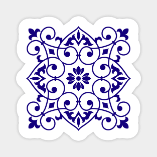Antique Azulejo Tile Floral Pattern Magnet
