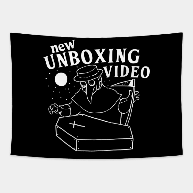 Funny Plague Doctor New Unboxing Video meme Tapestry by A Comic Wizard