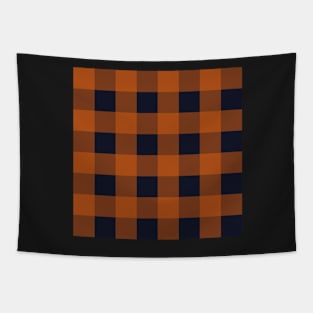 Orange and Navy Plaid Tapestry