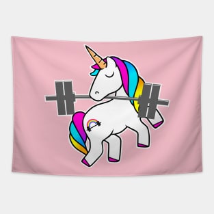 fitness unicorn, gym girl, fitness girl, barbell unicorn Tapestry