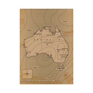 Australia & Tasmania vintage weather map T-Shirt