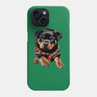 Xmas Rottweiler Dog Christmas Wearing A Scarf Phone Case