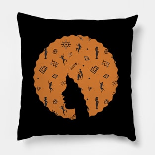 Afro Hair Woman with African Pattern, Black History Pillow