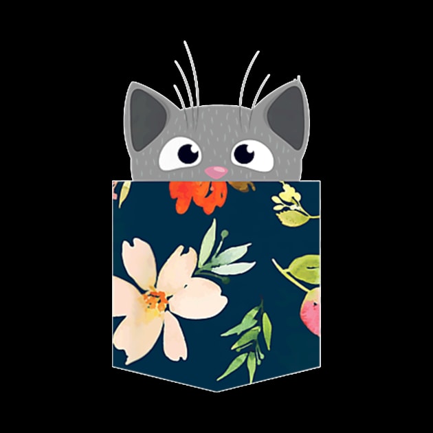 Cute Cat Faux Fake Pocket  For Girls,  And by family love forever