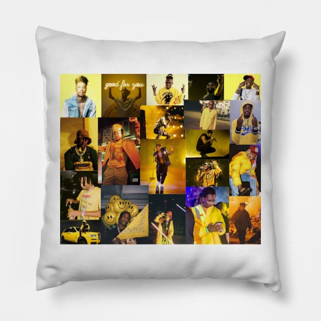 yellow rap collage Pillow by morgananjos