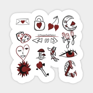 Red and black doodles #1 Magnet