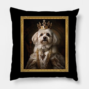 Regal White Havanese - Medieval Cuban Queen (Framed) Pillow