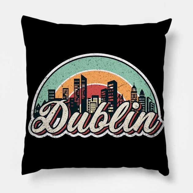 Dublin city retro Pillow by SerenityByAlex