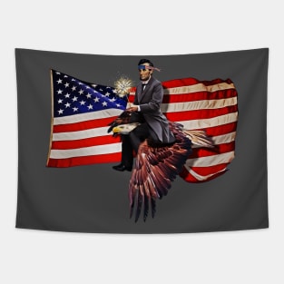 Abe Lincoln Riding Bald Eagle American Flag Tapestry