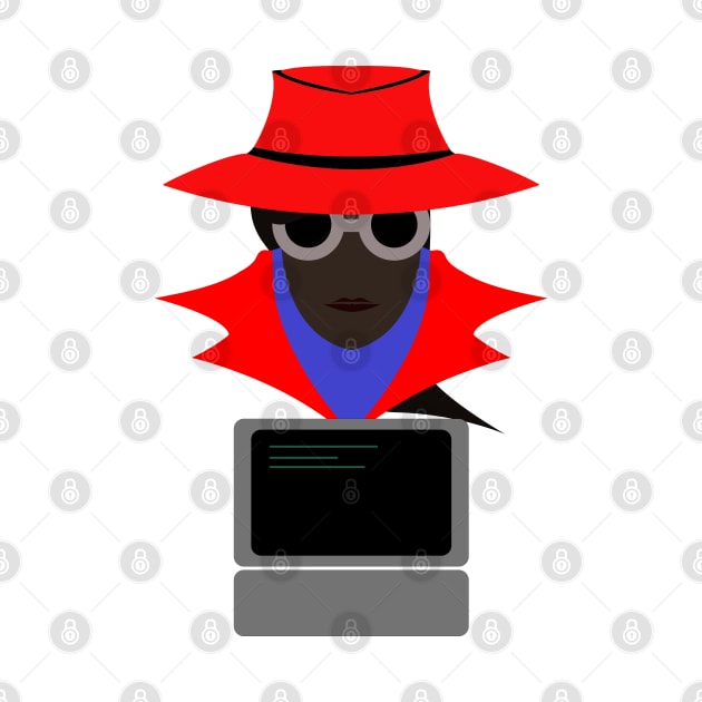 Lady Red (Afro W/Computer): A Cybersecurity Design by McNerdic