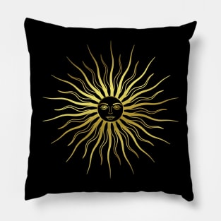 Sun - sunbeams - graphic - sun face Pillow