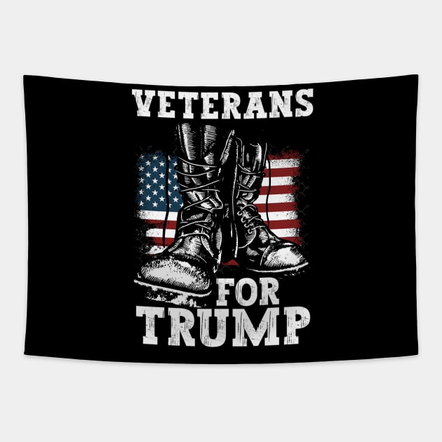 Veterans For Trump 2024 Vintage American Flag Tapestry by OrigamiOasis