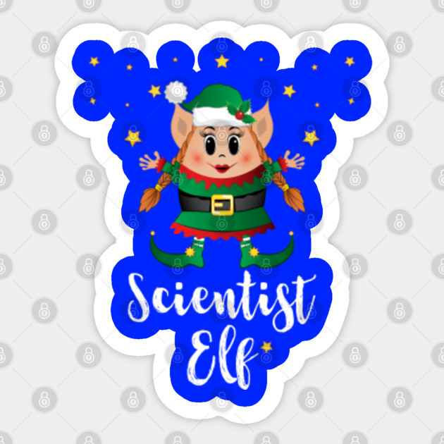 Scientist Elf Women Christmas Elves Xmas Matching Family Group - Scientist - Sticker