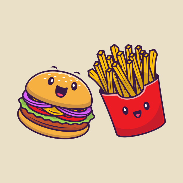 Cute Burger And French Fries by Catalyst Labs