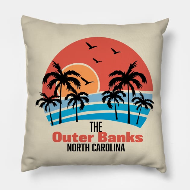 Outer Banks Sunset Blue Design Pillow by Comedic Apparel