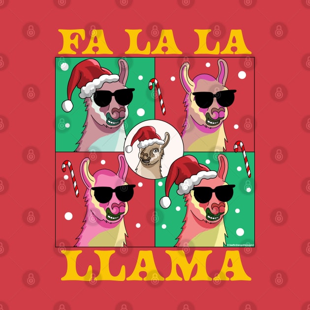 Fa La La Llama - Funny Christmas Falala Llama with Santa Hat by OrangeMonkeyArt