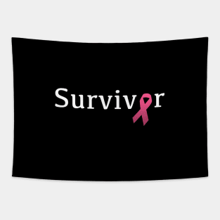 Breast Cancer Survivor Shirt with Pink Ribbon Tapestry