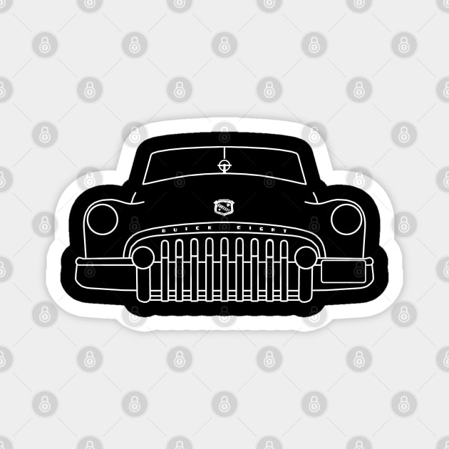 1950 vintage Buick Eight classic car outline graphic (white) Magnet by soitwouldseem