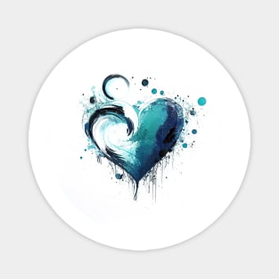 Love heart painting, Minimalist Blue Digital abstract art Magnet