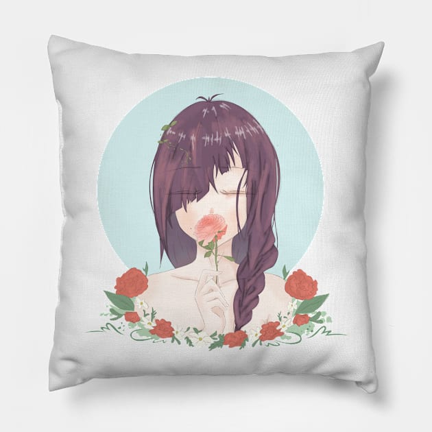 kawaii girl Pillow by Artkawan