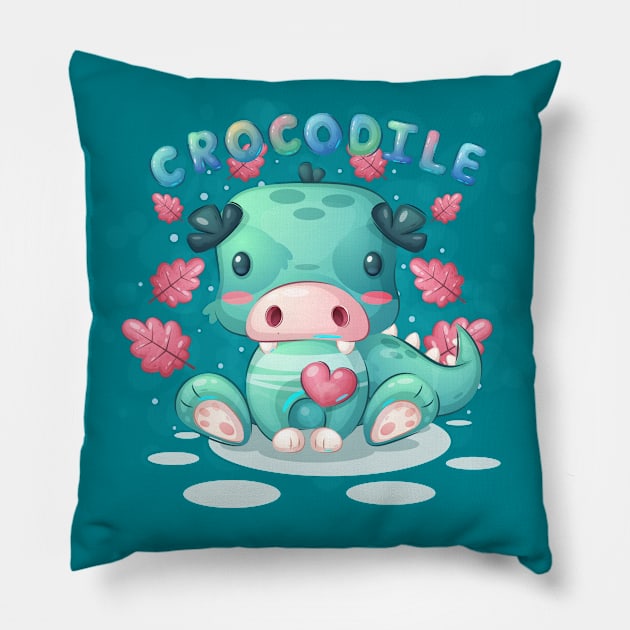 Sweet Baby Crocodile Pillow by KOTOdesign